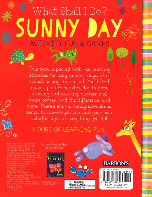 Sunny Day Activity Fun & Games: Drawing, Searching, Numbers, More! Dot To Dot, Mazes, Puzzles Galore! (What Shall I Do? Books) For Sale